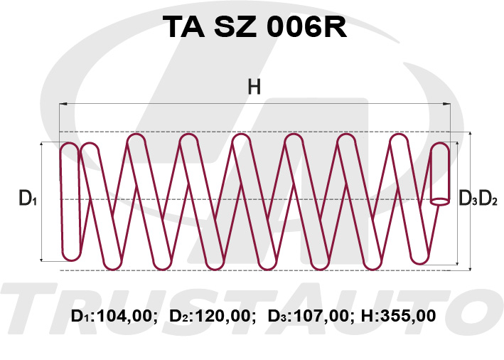 Пружина подвески усиленная (TA) ESCUDO/GRAND VITARA TD54W TD94W (05-) 41311-65J00 TRUSTAUTO TASZ006R